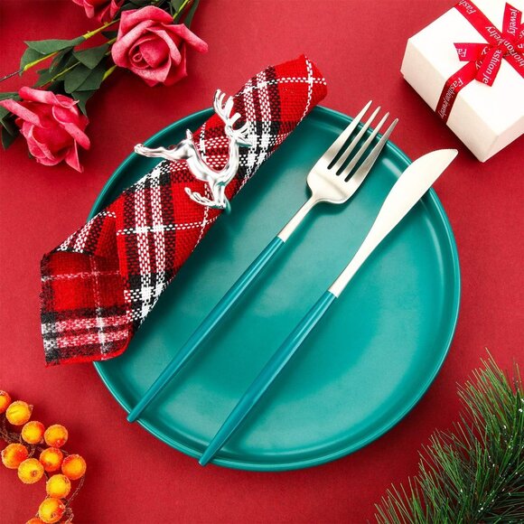 Stylish 6 Pcs Silver Napkin Holders with Reindeer Design for Parties & Weddings - Picture 7 of 7